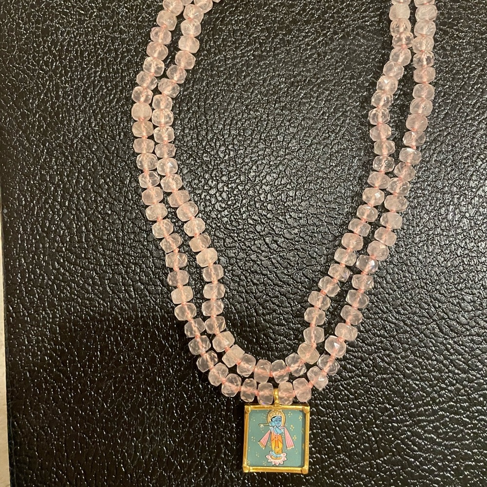 Rose quartz and hand painted Buddha